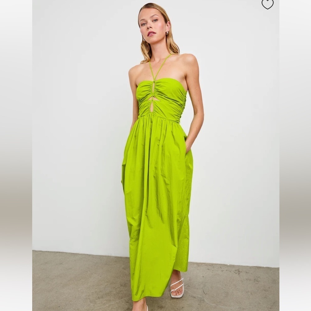 NWT RAILS Silvia Cut Out Maxi Dress Banana Leaf Lime Green